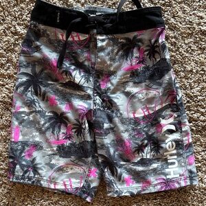 Hurley Black and Pink Graphic Board Shorts